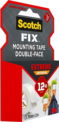 Scotch Fix Extreme Interior Double-sided Mounting Tape Holds up to 12Kg 19mm x 1.8m (Roll) - 7100263859