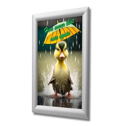 Deflecto A3 Wall Mounted Water-Resistant 25mm Aluminium Snap Frame Literature Display Sign Holder Silver - SFA3SWP