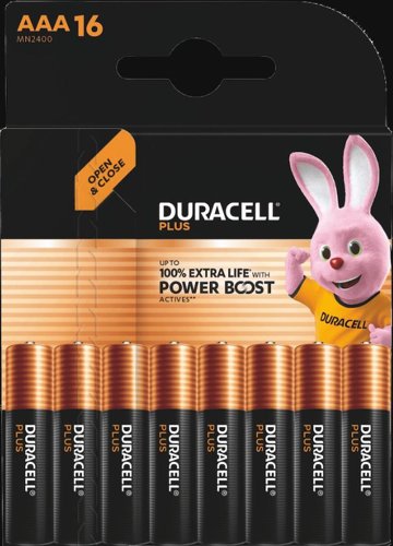 Duracell Plus AAA Batteries with Power Boost (Pack 16) - MN2400B16BOOST