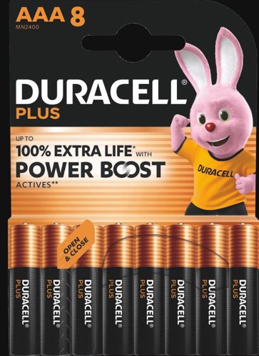 Duracell Plus AAA Batteries with Power Boost (Pack 8) - MN2400B8BOOST