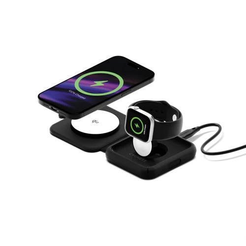 Cygnett MagTravel 2-in-1 Qi 2 Black Wireless Charger