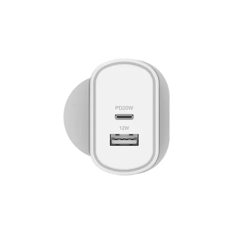 Cygnett PowerPlus 32W USB-C Dual Port White Wall Charger - UK