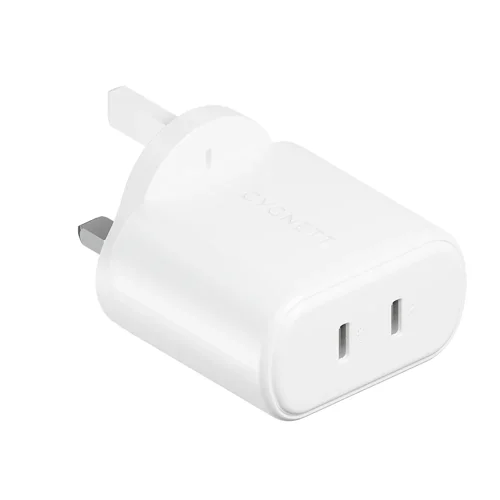 Cygnett PowerPlus 35W Dual USB-C White Wall Charger - UK/SG