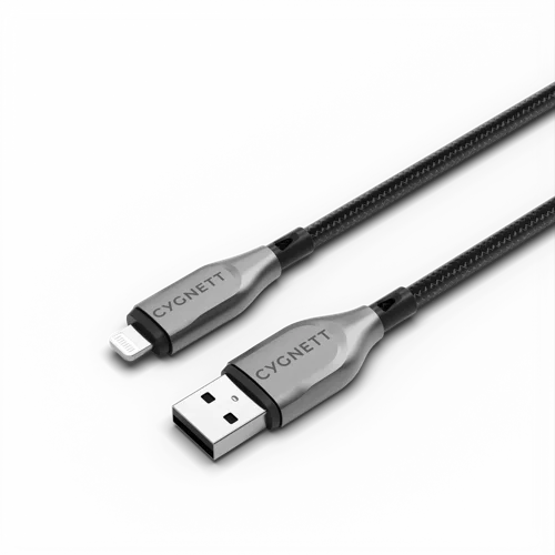 Cygnett 1m Armoured Lightning To USB-A Black Cable