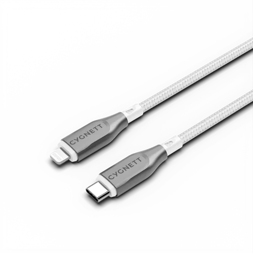 Cygnett 1m Armoured  Lightning to USB-C White Cable