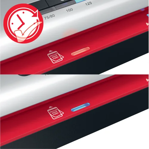 69278AC | The GBC 250HS A3 Laminator provides a reliable and efficient solution for everyday office laminating needs. Designed for professional environments, this high-speed laminating machine combines performance with ease of use. Boost productivity and reduce lamination time by 30% using GBC high-speed pouches. With a rapid 1-minute warm-up time, it laminates a 75-micron A4 sheet in just 36 seconds, making it ideal for fast-paced office tasks. The intuitive control panel offers three pouch thickness settings from 75 to 125 microns, providing flexibility for various document types. The panel also features an anti-jam reverse button for smooth removal of misfed pouches. Additionally, the SMART status LED system provides clear visual and audible cues: red during warm-up, blue with a sound when ready, and an automatic shut-off after 15 minutes of inactivity to conserve energy. The SMART entry guide LEDs ensure straight pouch alignment to prevent jams, making every lamination perfect. Protect and preserve your important documents with speed and a smooth, professional finish every time. 