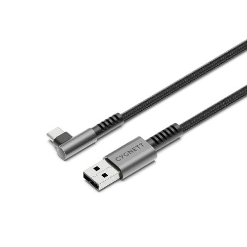Cygnett 1m Unite Right Angle USB-C to USB-A Black Cable
