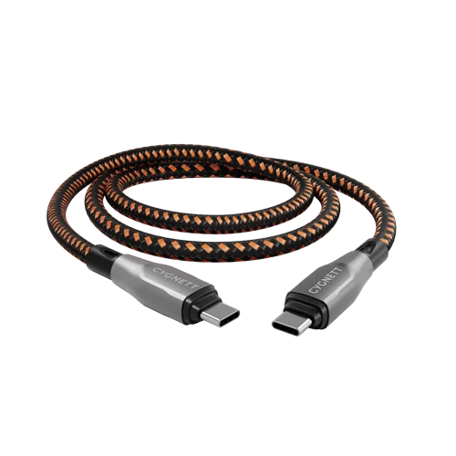 Cygnett 1m Armoured Pro USB-C to USB-C Black and Orange Cable