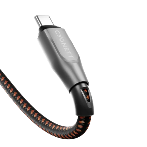 Cygnett 1m Armoured Pro USB-C to USB-C Black and Orange Cable