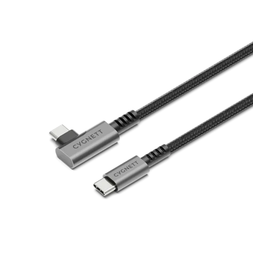 Cygnett 1m Unite Right Angle USB-C to USB-C Black Cable