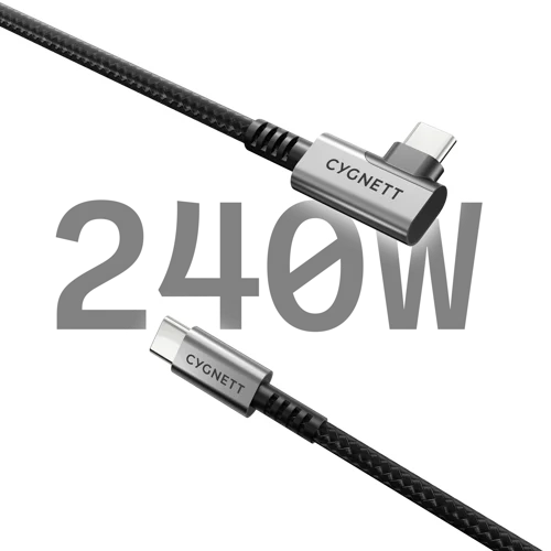Cygnett 1m Unite Right Angle USB-C to USB-C Black Cable