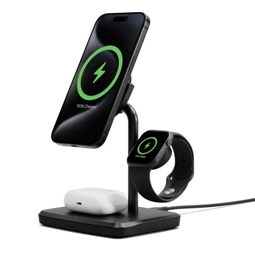 Cygnett ChargeBase 3-in-1 Qi 2 Magnetic Black Wireless Charger