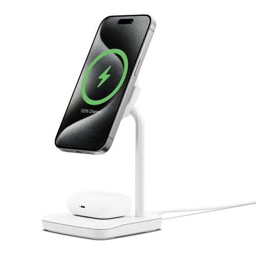 Cygnett ChargeBase 2-in-1 Qi 2 Magnetic White Wireless Charger