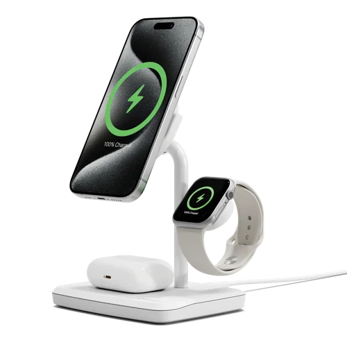 Cygnett ChargeBase 3-in-1 Qi 2 Magnetic White Wireless Charger