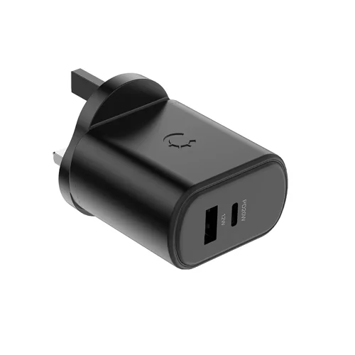 Cygnett PowerPlus 32W USB-C PD Dual Port Black Wall Charger - UK