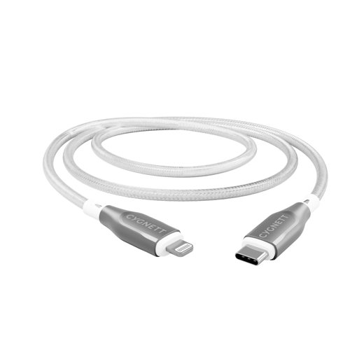 Cygnett 2m Armoured Lightning to USB-C White Cable