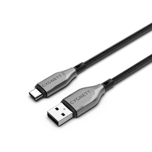 Cygnett 2m Armoured USB-C to USB-A Black Cable