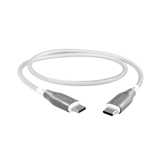 Cygnett 1m Armoured USB-C to USB-C White Cable