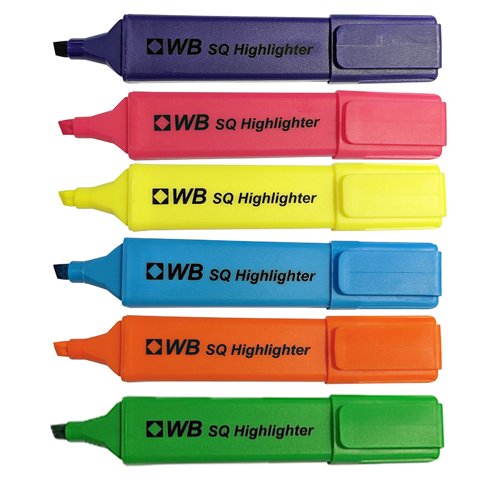 ValueX Flat Barrel Highlighter Pen Chisel Tip 1-5mm Line Assorted Colours (Pack 6) - 8440WT6
