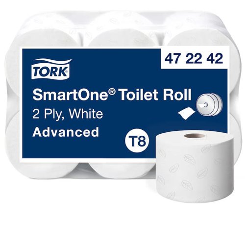 Tork SmartOne Toilet Roll T9 2 Ply White 1150 Sheets (Pack 6) - 472242