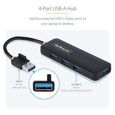 StarTech.com 4 Port USB A Hub; 5Gbps Bus Powered Travel Mini USB Hub  8ST10458252