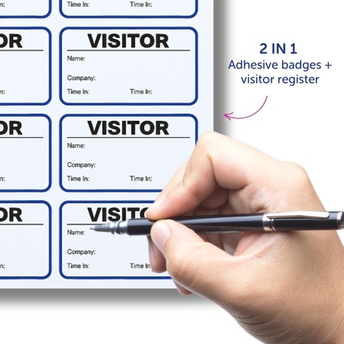 Avery Visitor Badge Sign-In Book Includes 250 Paper Badges (Pack 1 Book + 250 Badges) - 4850S-THR.UK