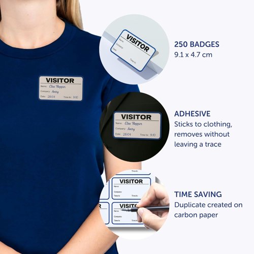 Avery Visitor Badge Sign-In Book Includes 250 Paper Badges (Pack 1 Book + 250 Badges) - 4850S-THR.UK