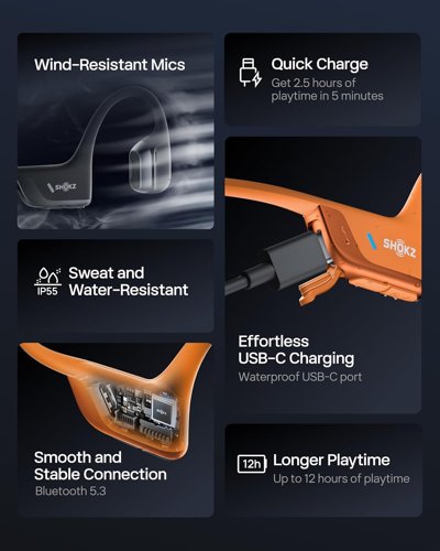 Shokz OpenRun Pro 2 Mini Wireless Orange Bone Conduction Headphones