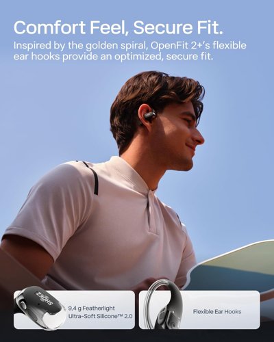 Shokz OpenFit 2+ True Wireless Bluetooth Black Earbuds