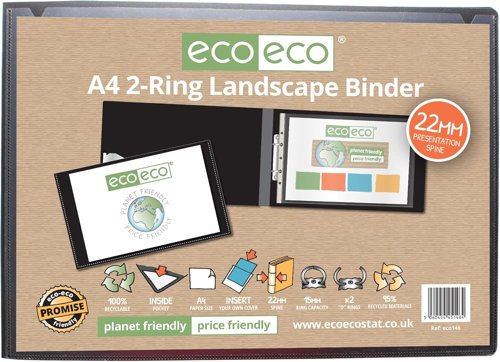 A4 Black 95% Recycled 2-O Ring Landscape Binder (1)