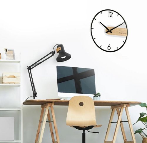 Unilux Circle Wall Clock Black/Bamboo 400189467