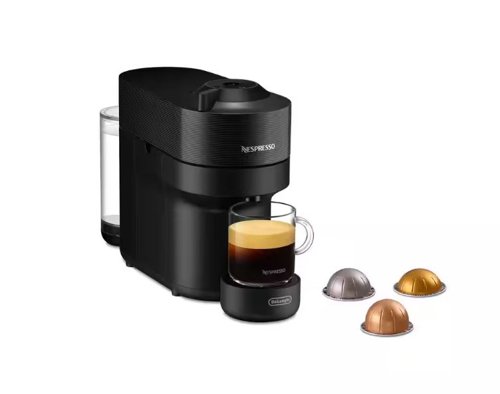 Nespresso Vertuo Pop Coffee Machine Bundle Pack Black ENV90.B + Caps