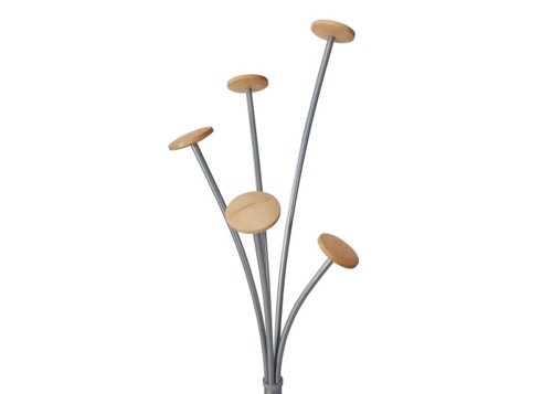 ALBA Festival Coat Stand 5 Pegs Silver Grey and Light Wood - PMFESTW M