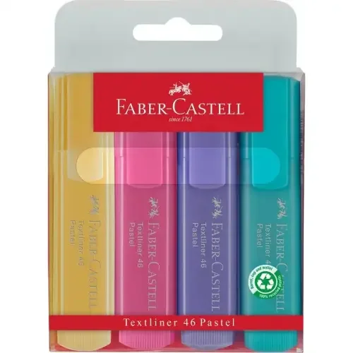 Faber-Castell Highlighter Textliner 46 Assorted Pastel Colours (Pack 4) - 4 for the Price of 3 - 254654X4
