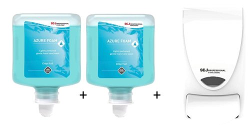 Deb Azure Foam Soap 1L X 2 With Free Dispenser - AZU1Lx2+WHB1LDS