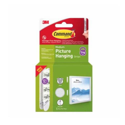 3M Command Medium Picture Hanging Strips Value Pack White (Pack 12) 17204 - 7100337173