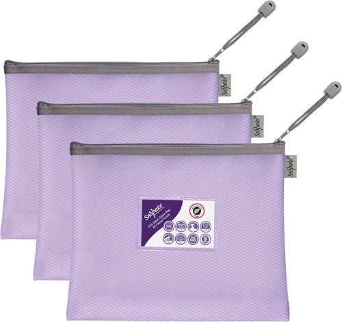 Snopake EVA Pastel Mesh HC A5 Zippa Bag - Purple- 3 Bags