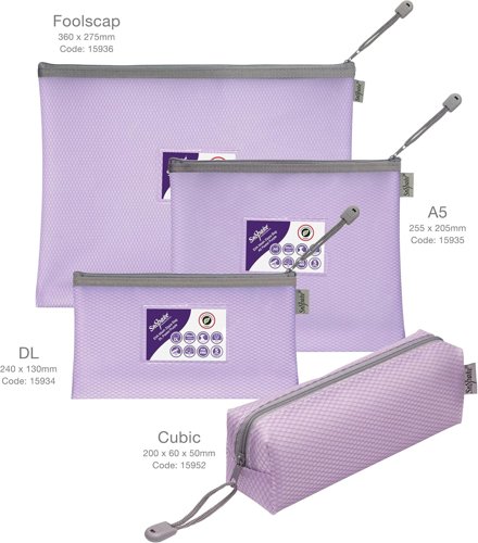 Snopake EVA Pastel Mesh HC A5 Zippa Bag - Purple- 3 Bags