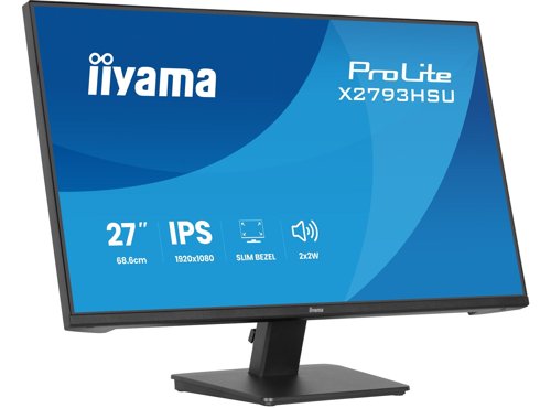 36287J | Eco-conscious 27" IPS monitor with ergonomic stand for modern workplacesThe ProLite X2793HSU is perfect if you need a compact, high-performance monitor that fits seamlessly into a multi-screen workspace. The four-side ultra-slim bezel design gives you a clean, modern desk setup and uninterrupted viewing across displays.You’ll enjoy sharp detail, vivid colours and wide viewing angles with the IPS panel, while the 120Hz refresh rate keeps everything smooth and responsive. Flicker-free technology and a blue light reducer support your eye comfort during long hours of use.Built-in speakers, a two-port USB hub, HDMI and DisplayPort inputs, and a headphone socket keep your workspace simple and connected. With EPEAT registration, TCO10 compliance and an Energy Label C rating, it’s a smart, sustainable choice that works as hard as you do.