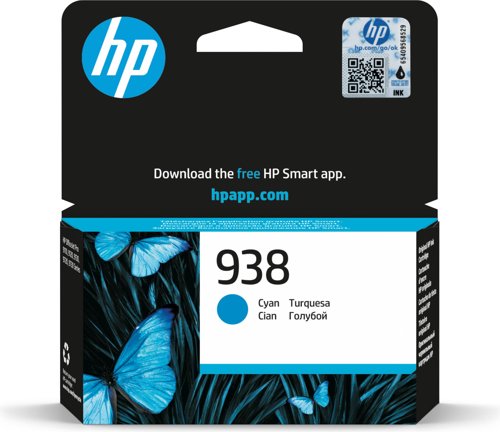 Hp 938 Cyan Ink Cartridge Original Hp Ink Cartridge 4S6X5PE