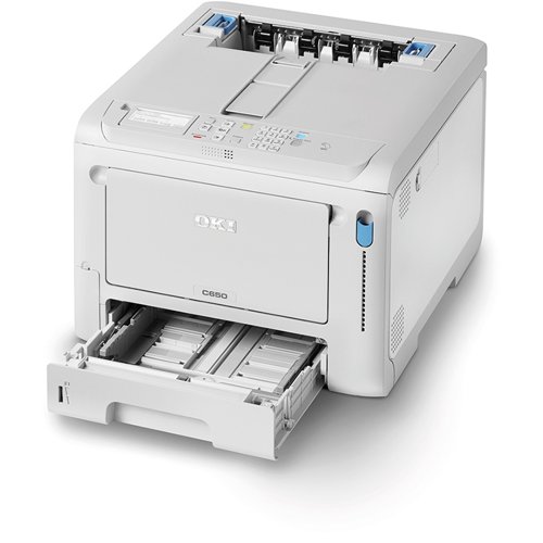 OKI9006250 | Meet the small colour printer that doesn’t compromise on cost-effectiveness, productivity or efficiency. Built with OKI Space Saving Technology, the C651 is the world’s smallest high-performance colour printer. It delivers the speed, media handling, and cost-efficiency you expect from a workgroup device, all within a compact and robust desktop design.You can expect outstanding performance from the super-compact C651. As the world’s smallest high performance A4 colour printer, it is designed for businesses where space is limited but expectations are high. Compact printers often involve trade-offs in quality, speed, or running costs. The C651 avoids compromise by delivering the performance, media handling, and cost efficiency of a workgroup device in the form of an A4 desktop colour printer, supported by modern connectivity and full Adobe PostScript.
