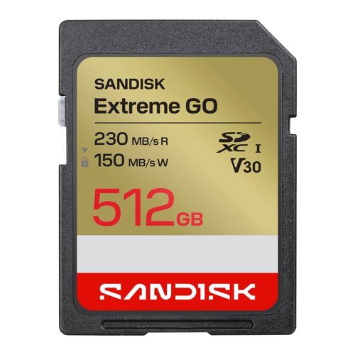 Sandisk Extreme GO 512 GB SDXC UHS-I 230 MB/s 150 MB/s Class 3 (U3)