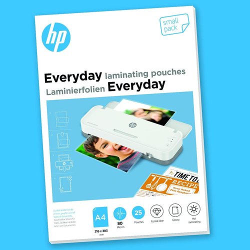 HP Everyday Laminator Pouches Starter Set 80 Micron 100 pcs 9158
