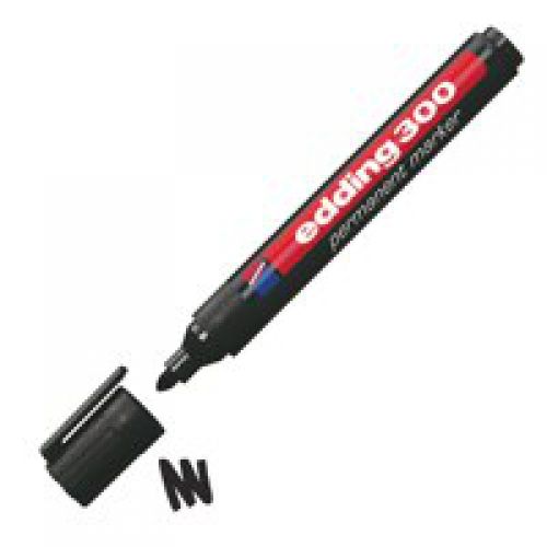 Edding 300 Permanent Marker Bullet Tip 1.5-3mm Line Black (Pack 10)