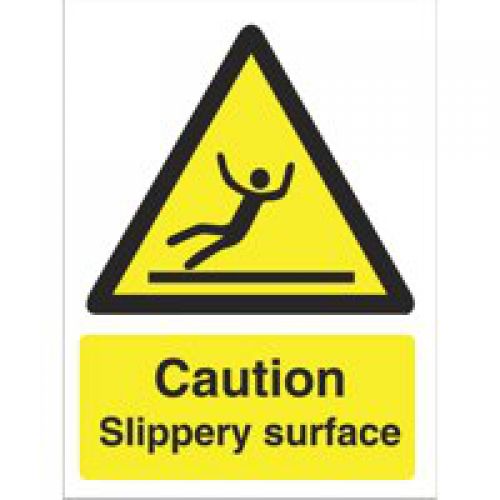 Seco Warning Safety Sign Caution Slippery Surface Sign Self Adhesive Vinyl 150 x 200mm - W0134SAV-150X200 Stewart Superior