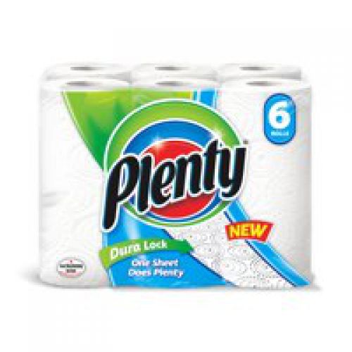 Plenty Kitchen Roll 2-Ply Average 60 Sheets (Pack 6)