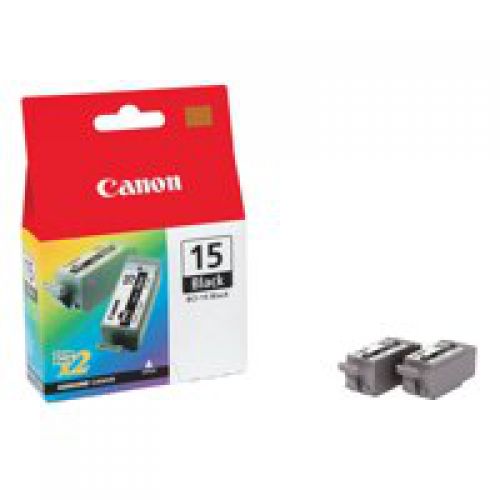 Canon BCI15BK Black Standard Capacity Ink Cartridge 2 x 5ml Twinpack - 8190A002