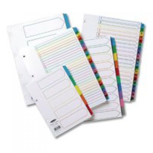 39148CC | Create professional presentations, reports and projects. Multicolour tabs and matching contents page aids appearance and retrieval of information. White board with Mylar reinforced tabs and punch holes for long lasting durability. Equally ideal in a commercial or educational environment. A4 size, punched 4 holes. Jan-Dec (CS24).