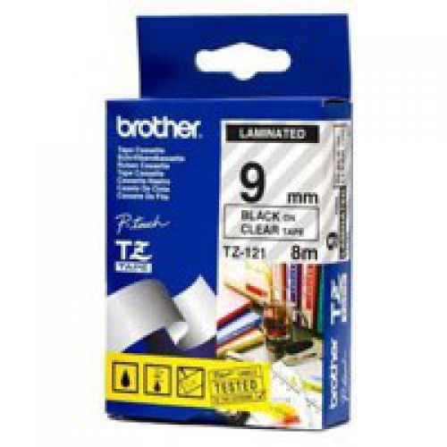 Brother Black On Clear Label Tape 9mm x 8m - TZE121  BRTZE121