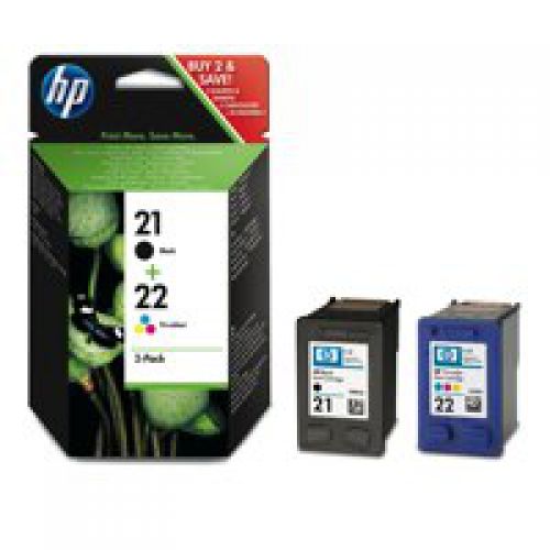HP 21/ 22 Black Standard Capacity Tricolour Ink Cartridge 2x 5ml Twinpack - SD367AE